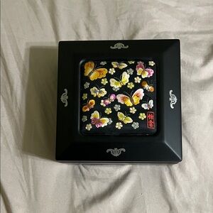 Black Jewelry Box with Colorful Butterfly Design